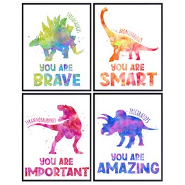 Nursery Boys Kids Room Decor - Dinosaur Wall Art - Dino Wall Decor - Little Toddler Boys Bedroom Decor - Baby Nursery Decor - Inspirational Quotes Wall Art - Childs Room Decor - Classroom Decor