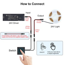 VST 16.4ft COB LED Strip Lights Warm White 2700K, 24V LED Tape Light, 48w, 2640 LEDs, Ra 93+, for Cabinets, UL Listed with ETL Certified 48W Power Supply and Touch Switch