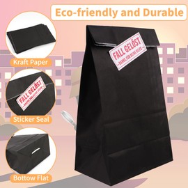 Moosono 16 Stück Papiertüten zum Befüllen mit 16 Aufkleber Detektiv, Geschenktüten Kindergeburtstag, Geschenktasche Mitgebsel Tüten aus Kraftpapier, Schwarz Fall Gelöst Detektivparty für Junge, Mädchen