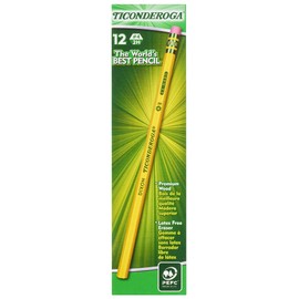 Ticonderoga Wood-Cased Pencils, Unsharpened, #4 2H Extra Hard, Yellow, 12 Count