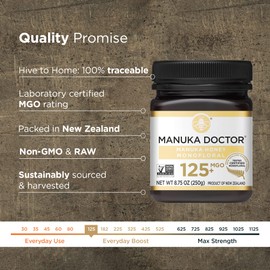Manuka Doctor - MGO 125+ Manuka Honey Monofloral, 100% Pure New Zealand Honey. Certified. Guaranteed. Raw. Non-GMO (8.75 oz)
