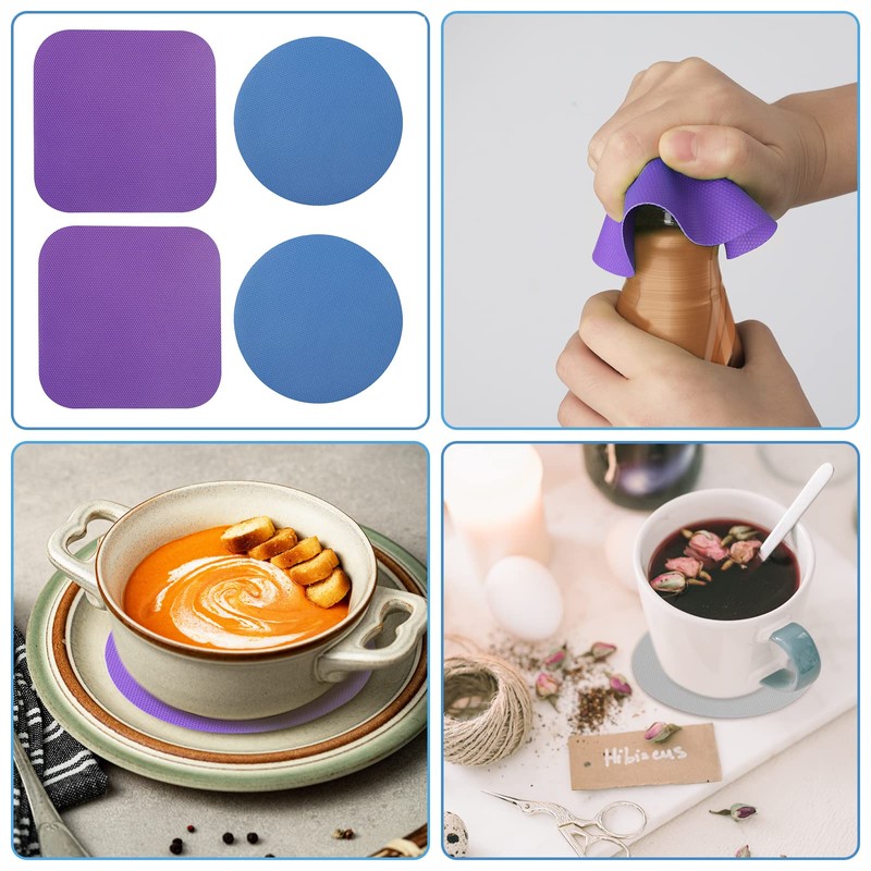 4pcs Jar Opener Gripper Pads, Rubber Jar Grippers Multi-function Jar