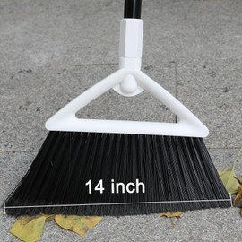 Szjyhqy Outdoor Indoor Broom, Brooms for Sweeeping Indoor, Heavy-Duty Kitchen Broom with Long Pole, Angle Broom White for Garages Restaurant Courtyard Office Slidewalk Lobby Sweep Dust