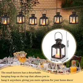 TRIROCKS 6 Pcs Small Metal Candle Lanterns Vintage Hanging House Tealight Lantern Decorative Candle Tea Light Holders for Table Valentine Patio Indoor Outdoor Gifts(Black with Gold Brush)