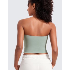 CRZ YOGA Butterluxe Double Lined Tube Tops for Women Going Out Crop Sleeveless Tank Bandeau Strapless Casual Shirts Green Palm Court XX-Small