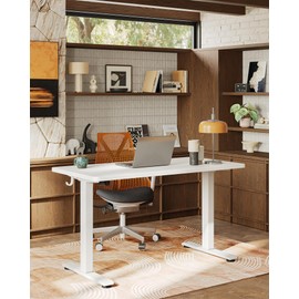 TIQLAB Electric Standing Desk,47 * 24 Inches Adjustable Height Stand up Desk, Sit Stand Home Office Table with Splice Board, White