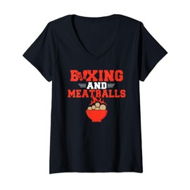 Womens Boxing and Meatballs V-Neck T-Shirt