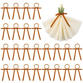 Gandeer 24 Set Velvet Napkin Rings Bow Napkin Holders for Table Settings Festive Gift Serviette Holder Rings Bow for Wedding Baby Shower Brithday Party Table Decorations(Brown)