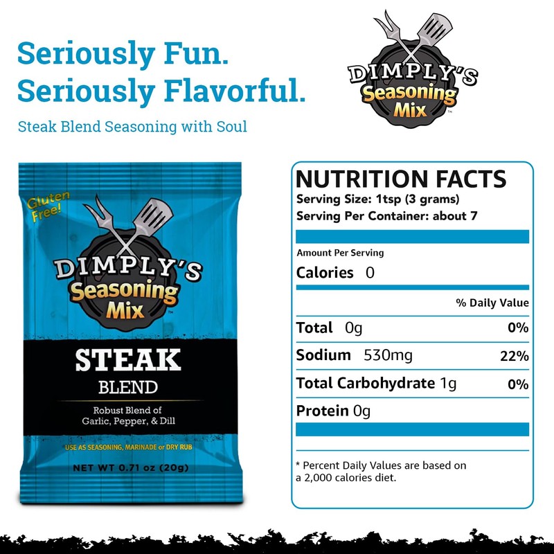 Dimply's Steak Seasoning Mix – 12 Pack, Single Serve Dry