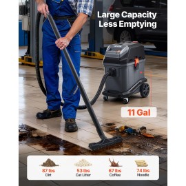 "Wet Dry 5.5 Peak HP 11 Gallon Commercial Shop Vac Portable Self-Cleaning 1350W Vacuum Cleaner"Specification: 11 Gallons+5.5 Peak HP+Wet/Dry