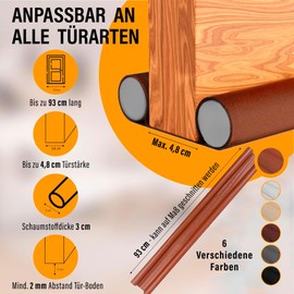 HOGARLAX® Draught Excluder for Doors and Bottom Door Seal - Protection against Draughts and Cold, Sound Insulation, Heat Insulation, Door Seal for Front Doors and Room Doors, Adjustable up to 93 cm (1
