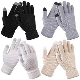 BDSHUNBF 4 Pairs Women's Winter Touch Screen Gloves Women, Warm Touchscreen Gloves, Gloves Winter Texting Gloves Elastic Cuff Anti-Slip Gloves, Winter Gloves Touchscreen, Gloves Women Winter