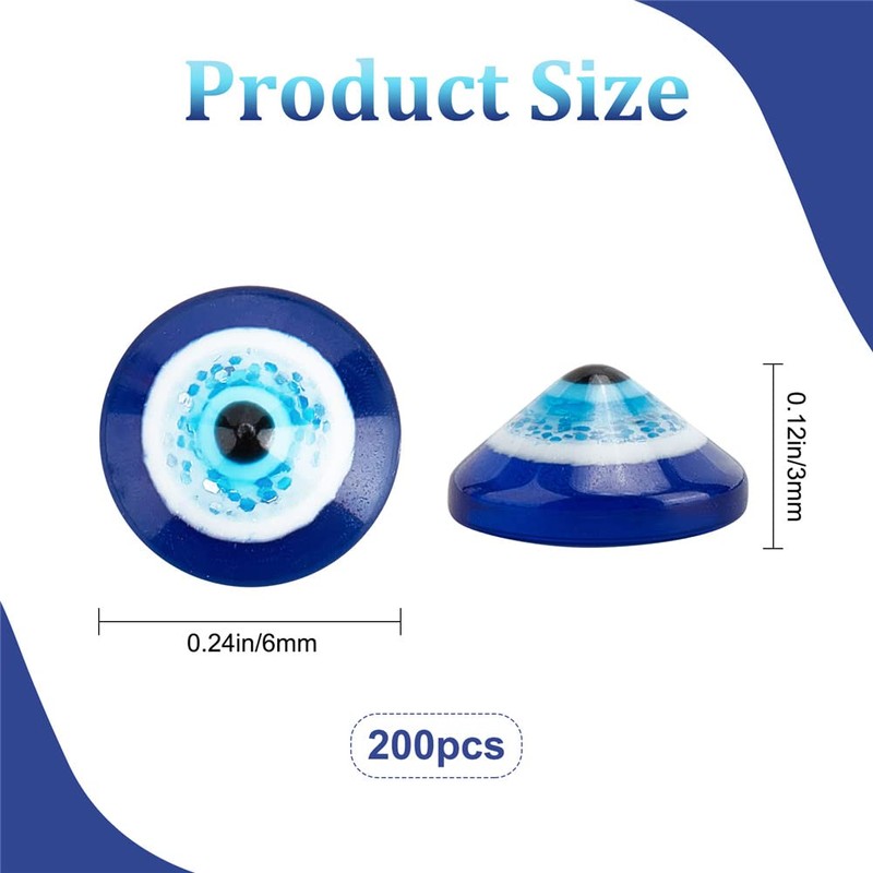 CRASPIRE Blue Evil Eye Beads 200pcs Evil Eye Nail Charms