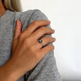 Silverly Women's .925 Sterling Silver Abalone Paua Shell Cute Ring