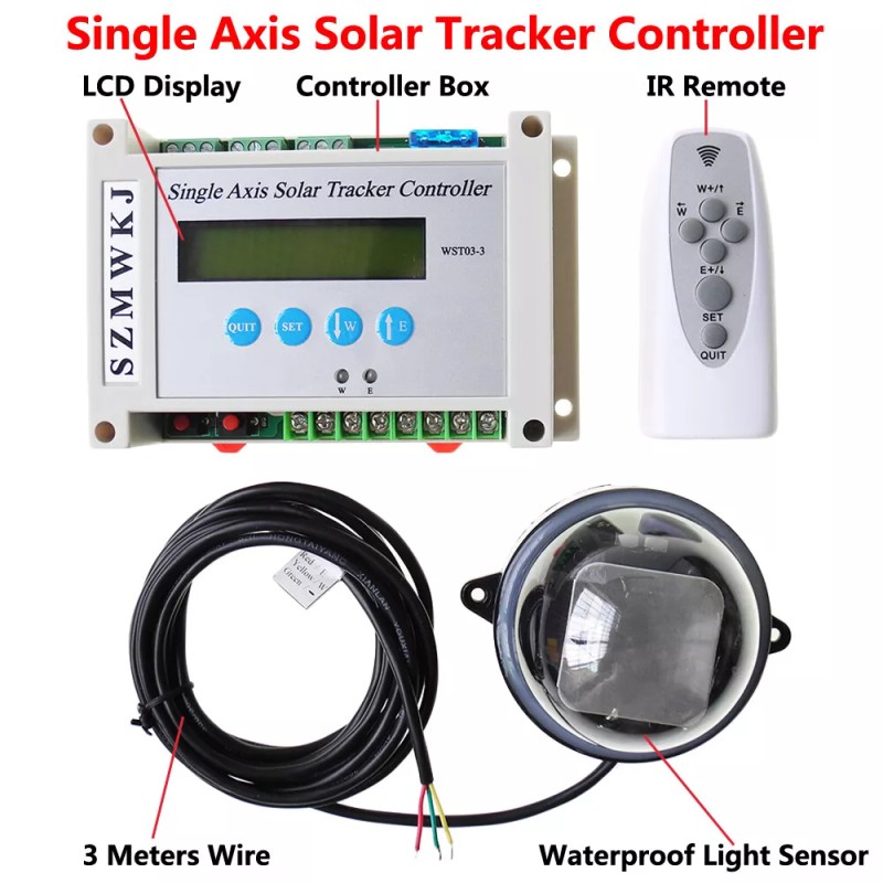 SZMWKJ Single/Dual Axis Solar Tracker LCD Controller W/ Relay Extension