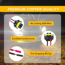 ijuicy 2 PCS Light Socket Plug Adapter Connector, Fog Light Harness, Extension Wiring Harness Sockets with Wires, Replacement Parts for H11 H9 H8 880 881 Female Nylon Adapter Wiring (Black)