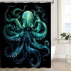 Octopus Shower Curtain Green Octopus Tentacles Ocean Vintage Sea Wildlife