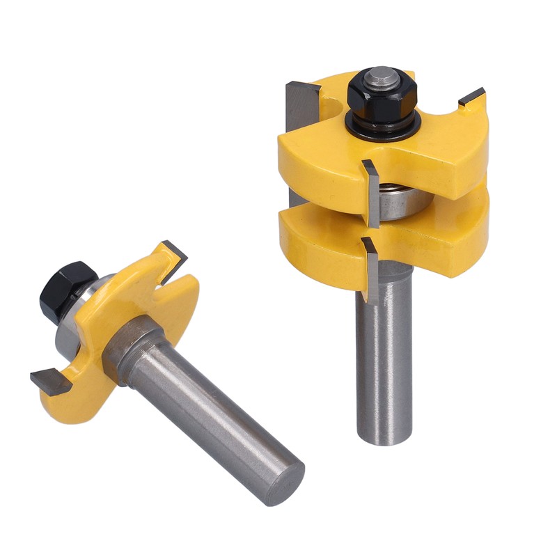 2Pcs Tongue Groove Router Bit T Shape 3 Teeth 1