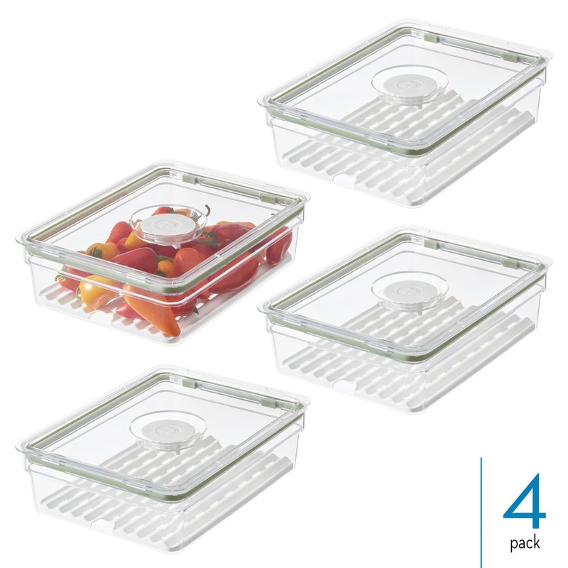 iDesign Large Fridge Produce Bin with Removable Drainage Tray and