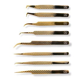 Titanium Gold Diamond Grip Tweezers 5.50” Curved | 0.71 oz