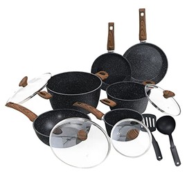 MAISON ARTS Kitchen Cookware Sets Nonstick, 12 Piece Pots and Pans Set Granite Cooking Set for Induction & Dishwasher Safe, Oven, Stovetop