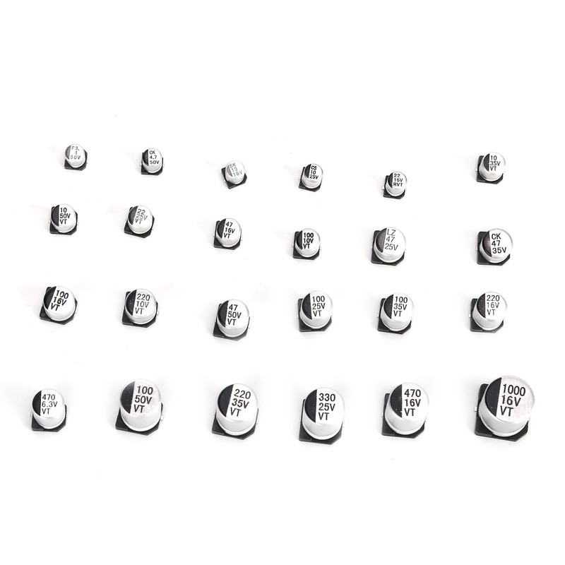 400Pcs SMD Electrolytic Capacitor 24 Values Aluminium 1uF‑1000uF Accessory Set
