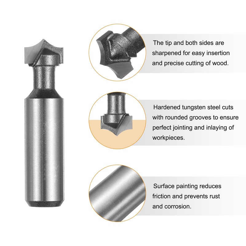 sourcing map 2pcs Point Cutting Roundover Router Bit 1/4" Radius