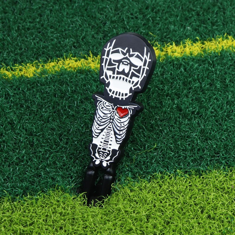 Golf Divot Repair Tool,Skull Shape Ball Marker - Zinc Alloy