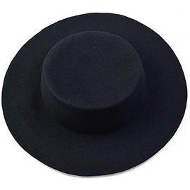 Unisex Classic Trendy Fedora Hat Wide Brim Floppy Wool Panama Hat Church Derby Cap(Black)