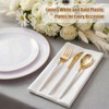 IOOOOO 150Pcs Gold Plastic Plates with Disposable Silverware,White Gold Dinnerware