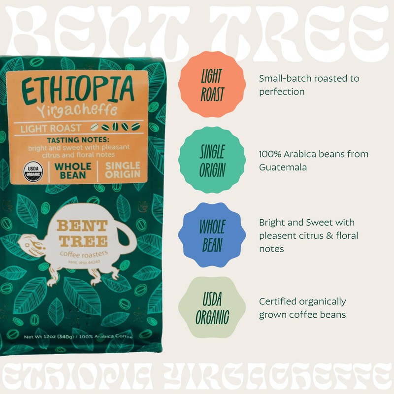 Bent Tree Coffee Roasters Organic Coffee, 12oz (Ethiopia Yirgacheffe)