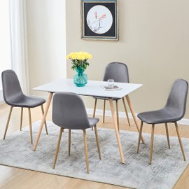 Homy Casa Mid-Century Modern Upholstered Dining Chairs Set of 4, Kitchen Chairs with Metal Legs for Dining Room, Velvet Seat Side Chair for Living Room, Grey
