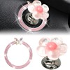 Plman 1PC Push Start Button Cover and 1PC Car Engine Stop Decoration Ring, Resin Flower Push to Start Button Cover Sticker, Crystal Car Engine Start Stop Decoration Ring for Women Car Decoration
