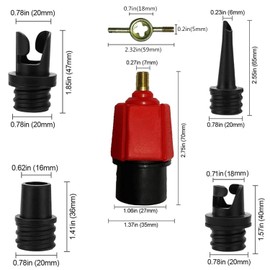 Paddle Board Pump Adapter, Air Pump Adapter for Inflatables, SUP Pump Adaptor with 4 Air Valve Nozzles for Inflatable Boat, Stand Up Paddle Board,Inflatable Bed, Compressor Air Valve Converter (Red)