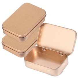 Vikrami lighting 3-Pack Tin Box Candy Key Earrings Coin Metal Storage Box Small Portable Tin Metal Iron Box Metal Empty Hinged Tins Storage Boxes (Rose Gold)