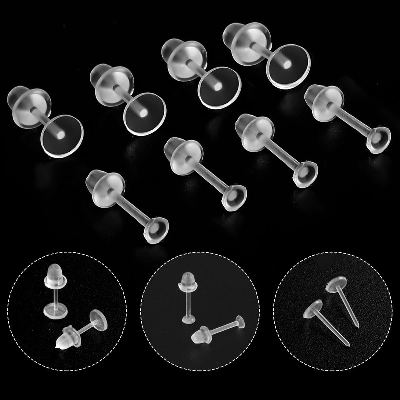 400 Pcs Clear Earrings, Plastic Earrings Clear Ear Pins and