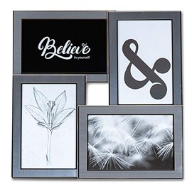 levandeo Fotoaufsteller 4 Fotos Silber Tischgalerie Fotorahmen Bilderrahmen Tischdeko Fotogalerie Glasscheiben Collage Galerie
