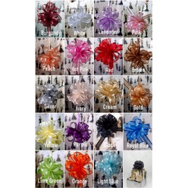 POSHNPRETTY 4" Arabesque Sheer Ribbon w/Satin Edge Pull Bow 18 Loops by 5/8" - Packs of 12 (Black)