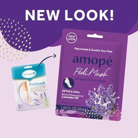 Amopé PediMask 20-Minute Foot Mask, Intensely Moisturizing Socks, Rejuvenates & Soothes, Self-Care, w/ Lavender Oil, Urea, a Blend of Moisturizers & Vitamin Complex for Long Lasting Hydration, 3 pair