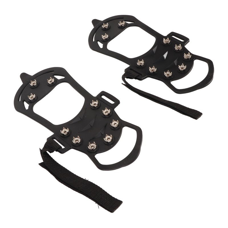 1pair Ice Cleats 10 Teeth Rubber Stainless Steel Foldable Anti
