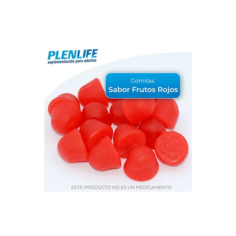 PLENLIFE Gomitas biotina y zinc sin azúcar sabor frutos rojos,