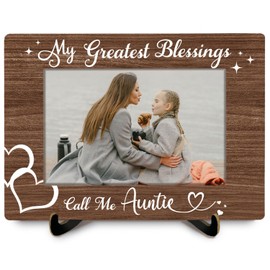 HYKDFMNCJ Auntie Aunt 4x6 Picture Frame, Aunt Gifts from Nephew Niece Photo Frame, My Greatest Blessings Call Me Auntie Wall and Tabletop Display Picture Photo Frames for Home Bedroom Decor