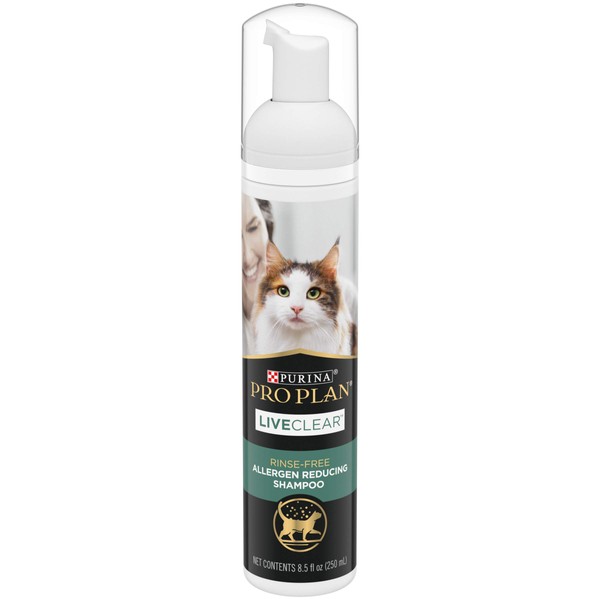 Purina Pro Plan Rinse Free, Allergen Reducing Dry Shampoo for Cats, LIVECLEAR Cleansing Foam - 8.5 oz