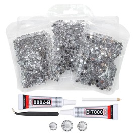 qiipii Crystal Clear Resin Rhinestones w B7000 Jewelry Glue for Bedazzling Crafting Crystal White Flatback Resin Stones 3mm 4mm 5mm Non-Hotfix Diamonds Crystals Gems for Nails Face Tumblers DIY Crafts