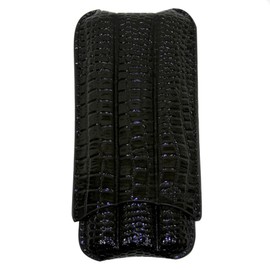 EWT Bonded Leather Cigar Pouch Case (Texured) (3 Cig, 48R, Black)