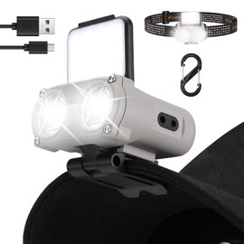 EverBrite Hat Lights Clip on Headlamp Rechargeable with Motion Sensor, 500 Lumens 3 Models LED Adjustable Head Lamp to Wear and Clip for Hard Hats, Outdoor Headlight with Red Light