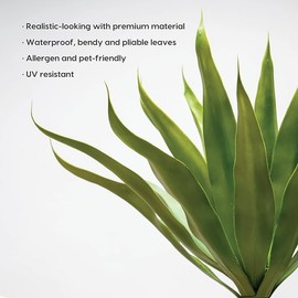Velener Fake Agave Artificial Plant: Unpotted Fake Agave Plant for Room Decor, UV Resistant Faux Agave Plant for Outdoor/Indoor Decor, 22 inches, 2 Pack