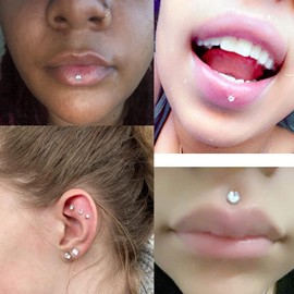 Longita 18PCS Lip Rings Labret Piercing Stainless Steel & Plastic Medusa Piercing Clear Lip Retainer for Women Forward Helix Earring Tragus Stud Jewellery