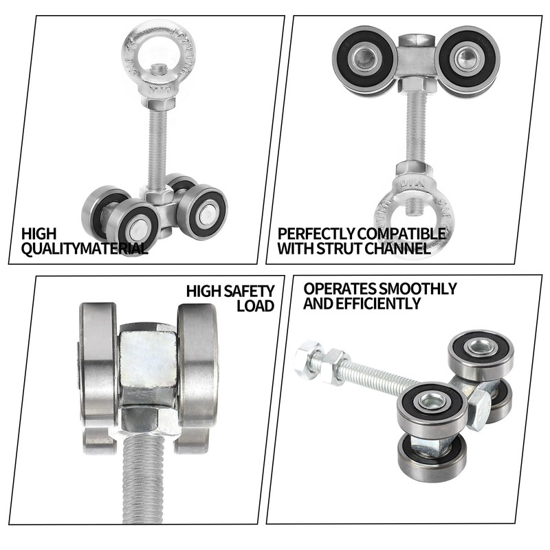 BIAXJUNY 4 Wheel Trolley Assembly Rollers, Silent Strut Trolley, Solid