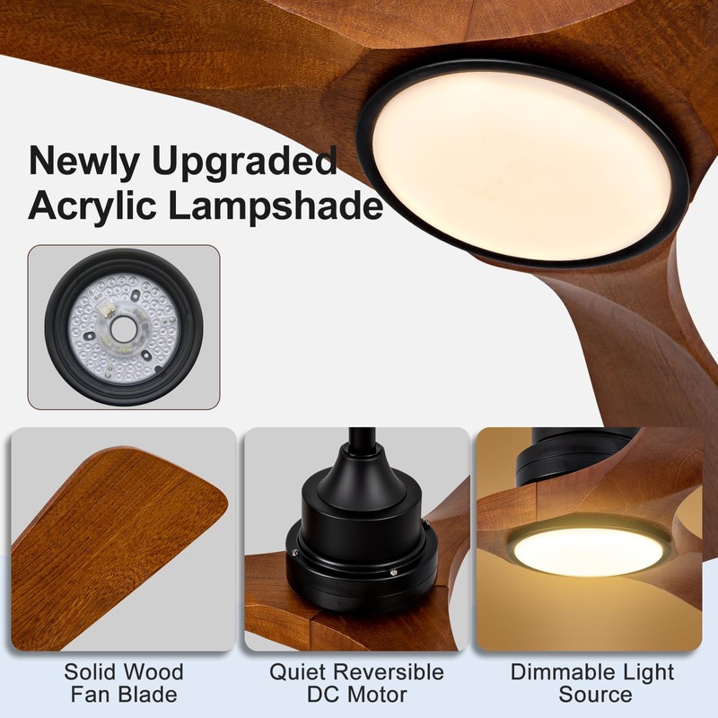 VCQQ 36 Inch Ceiling Fans with Lights and Remote, 3